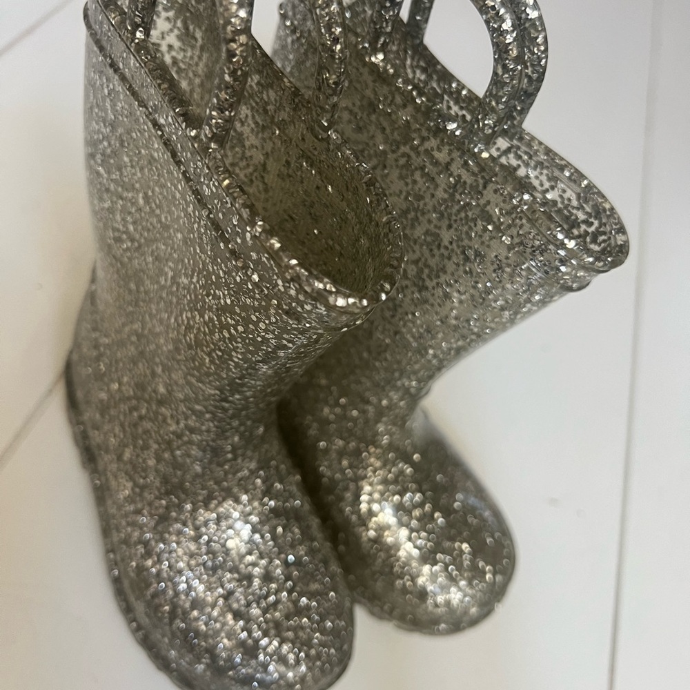 Sparkly Silver Rain Boots